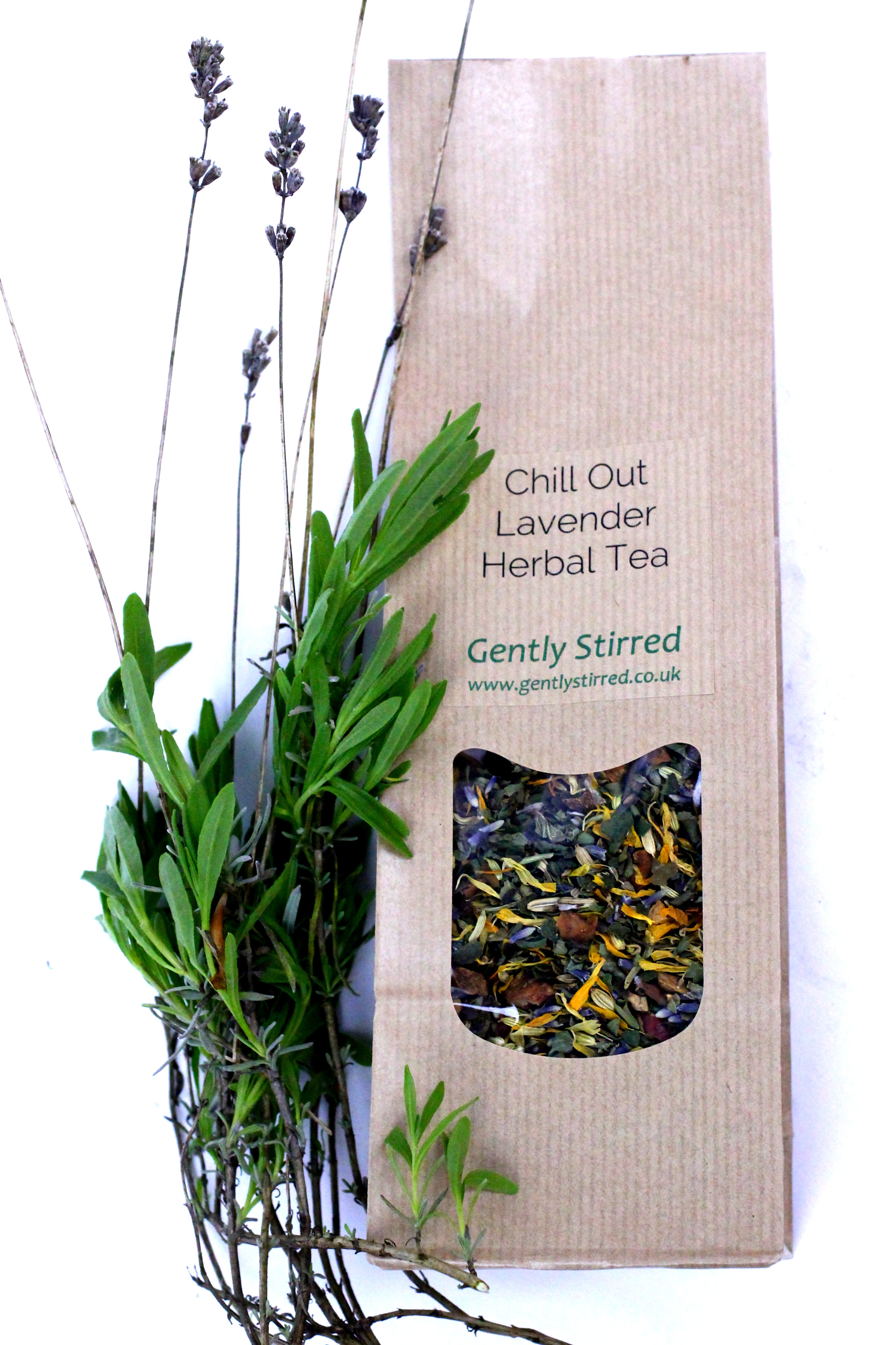 Chill Out Lavender Loose Leaf Herbal Tea Gently Stirred 