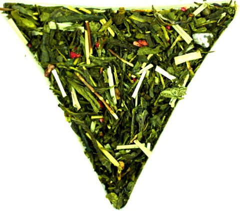 Pai Mu Tan Sencha Japanese Twig Tea Dragon Fruit Pomegranate Loose Leaf Tea Gently Stirred