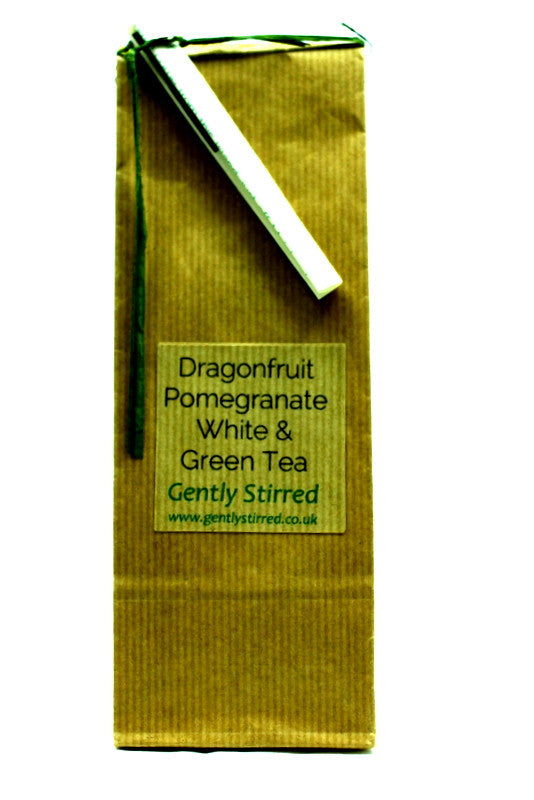 Dragonfruit Pomegranate White and Green Tea Blend Gently Stirred
