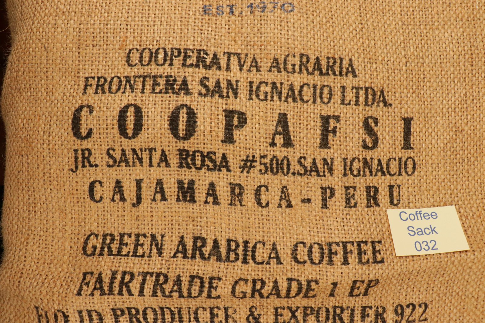 Peruvian Hessian Coffee Sack 032 Previously Held Green Beans Many Uses 032