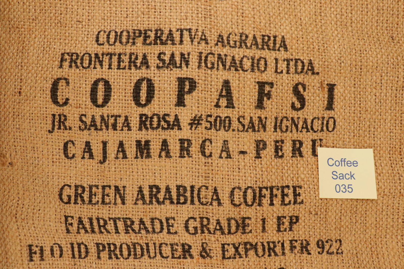 Peruvian Hessian Coffee Sack 035 Previously Held Green Beans Many Uses 035