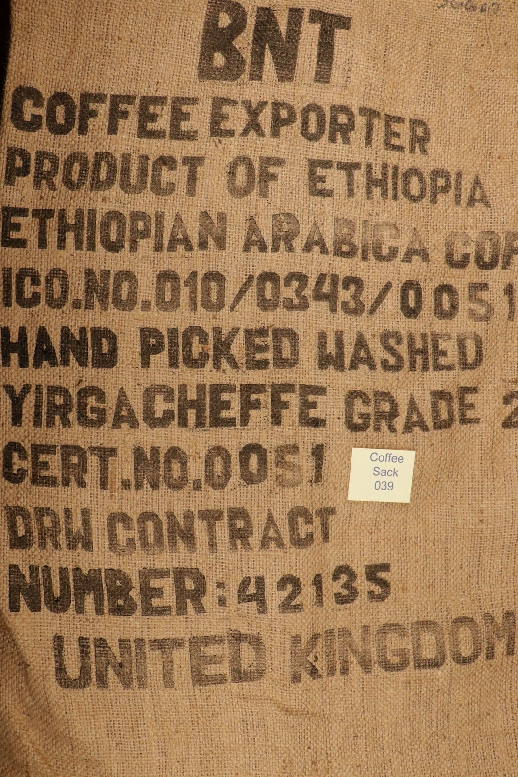 Ethiopian Hessian Coffee Sack 039 Previously Held Green Beans Many Uses 039