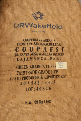 Peruvian Hessian Coffee Sack 043 Previously Held Green Beans Many Uses 043