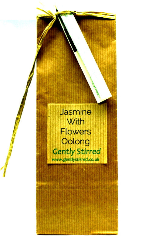 Jasmine with Flowers - Loose Leaf Oolong Tea - Extra Jasmine Flowers High Quality Chinese Traditional Tea - Gently Stirred