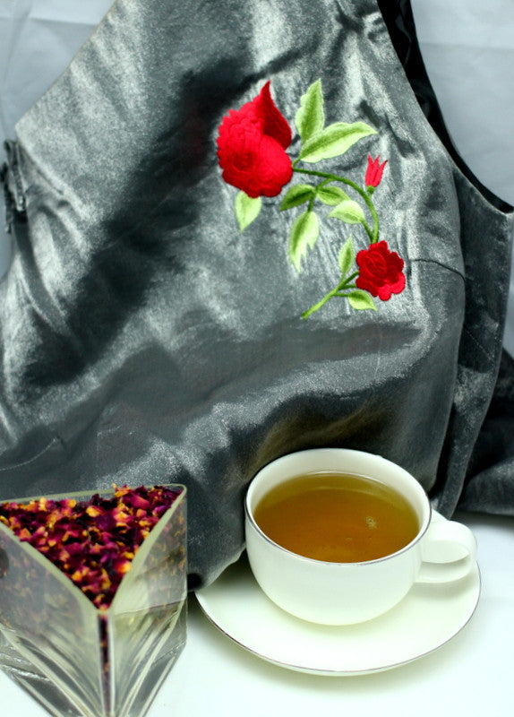Red Rose Petal Tea Or Tisane - High In Antioxidants Vitamin C - Healthy Skin And Hair - Lovely Smell And Taste - Gently Stirred