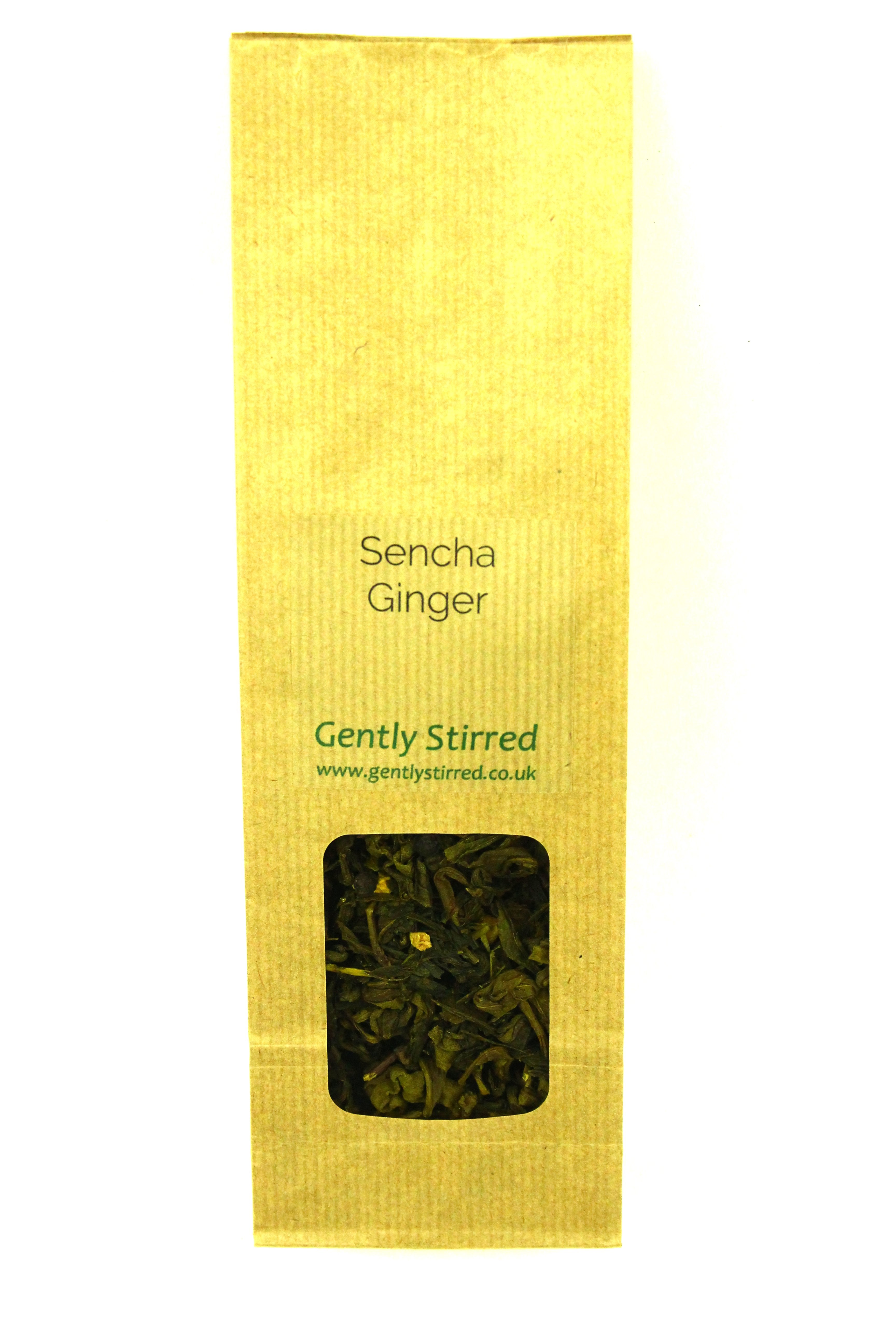 Sencha Ginger Loose Leaf Green Tea Gently Stirred