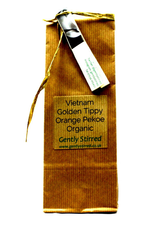 Vietnam Golden Tippy OP Organic Black Tea Gently Stirred
